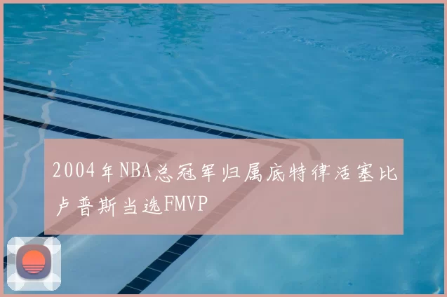 2004年NBA总冠军归属底特律活塞比卢普斯当选FMVP
